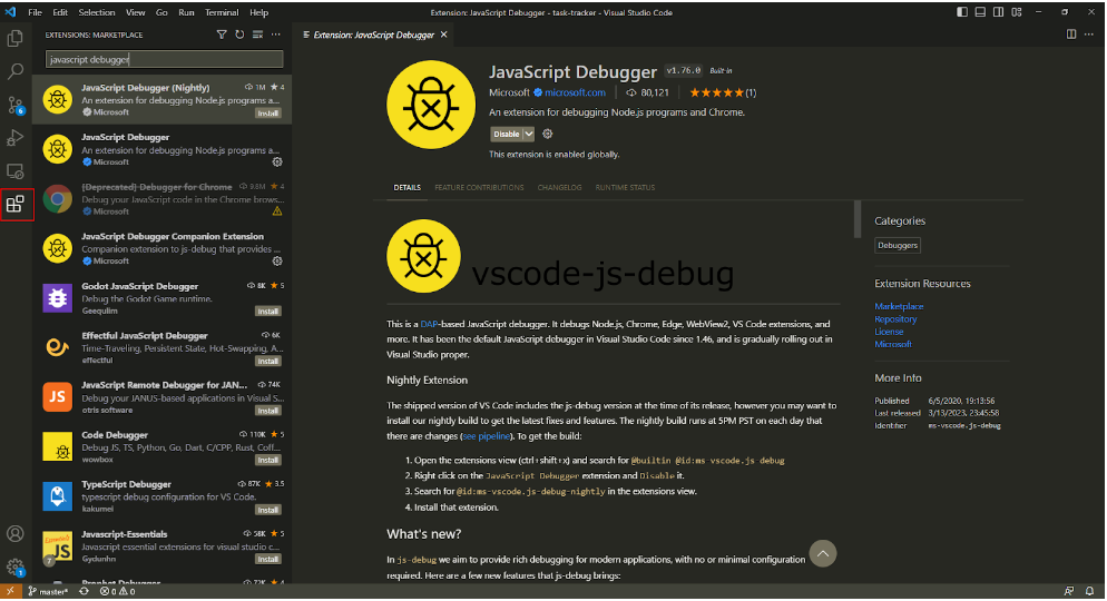 JavaScript debugger extensions in Visual Studio Code